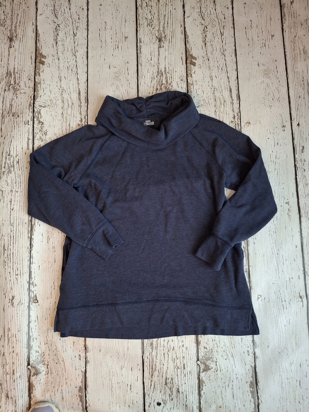 Aerie Heathered Navy Cowl Neck Pullover Sweater